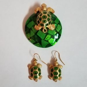 Turtle Earring and Pendant Set